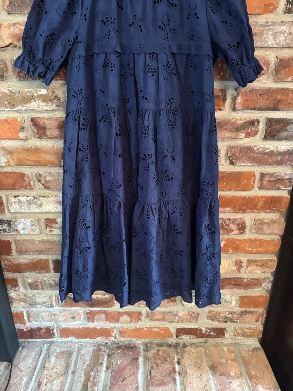 Kate Spade Blue Butterfly Eyelet Tiered Dress, S